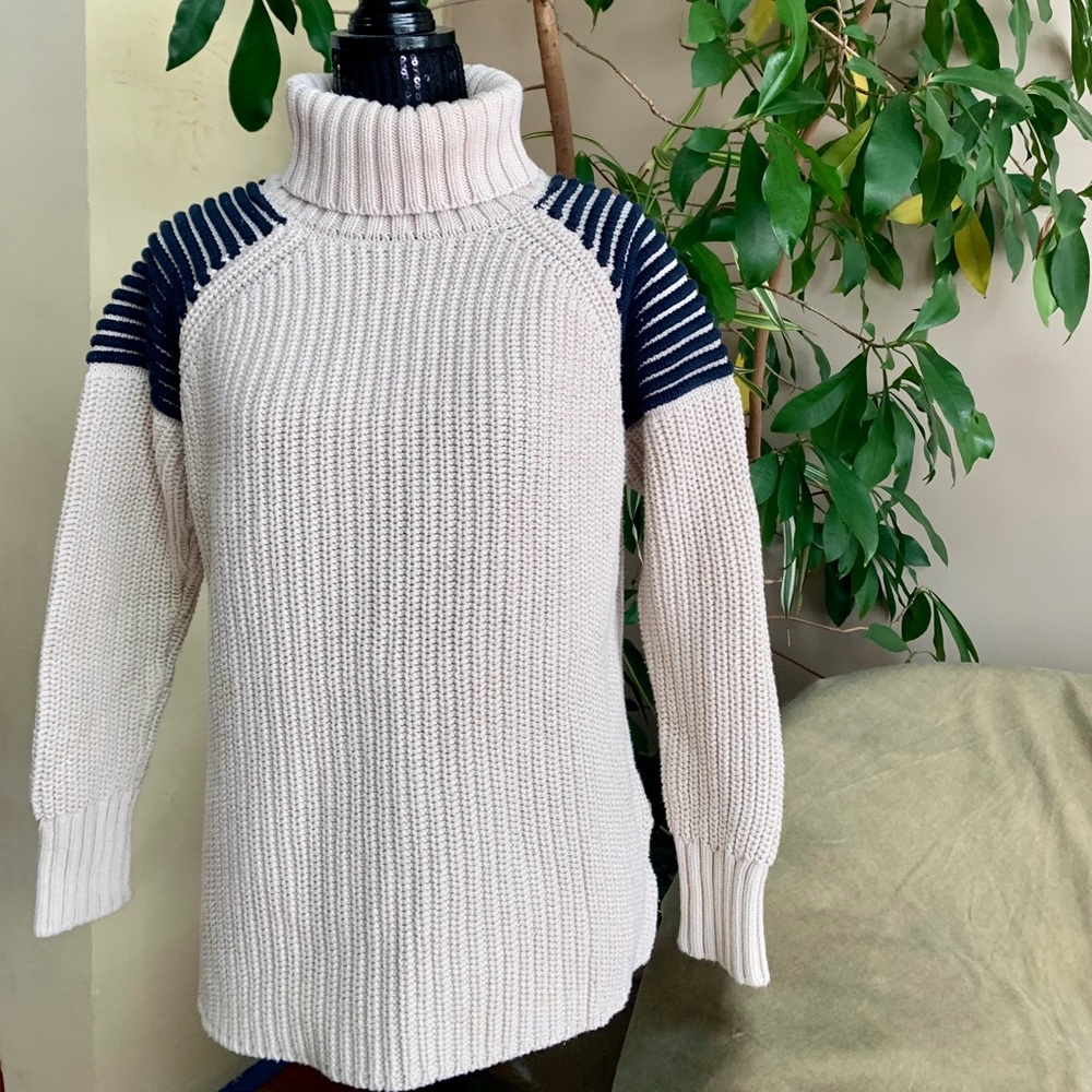 525 America 100% Cotton Striped Accent Sweater